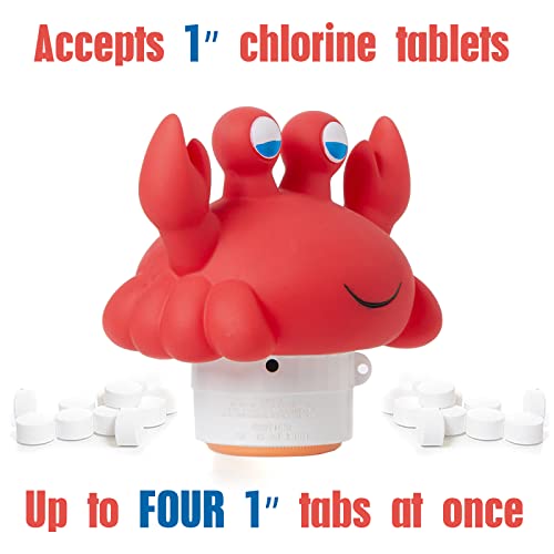 Crab Chlorine Floater for 1" Tab ONLY, Mini Floating Pool Chlorine Dispenser